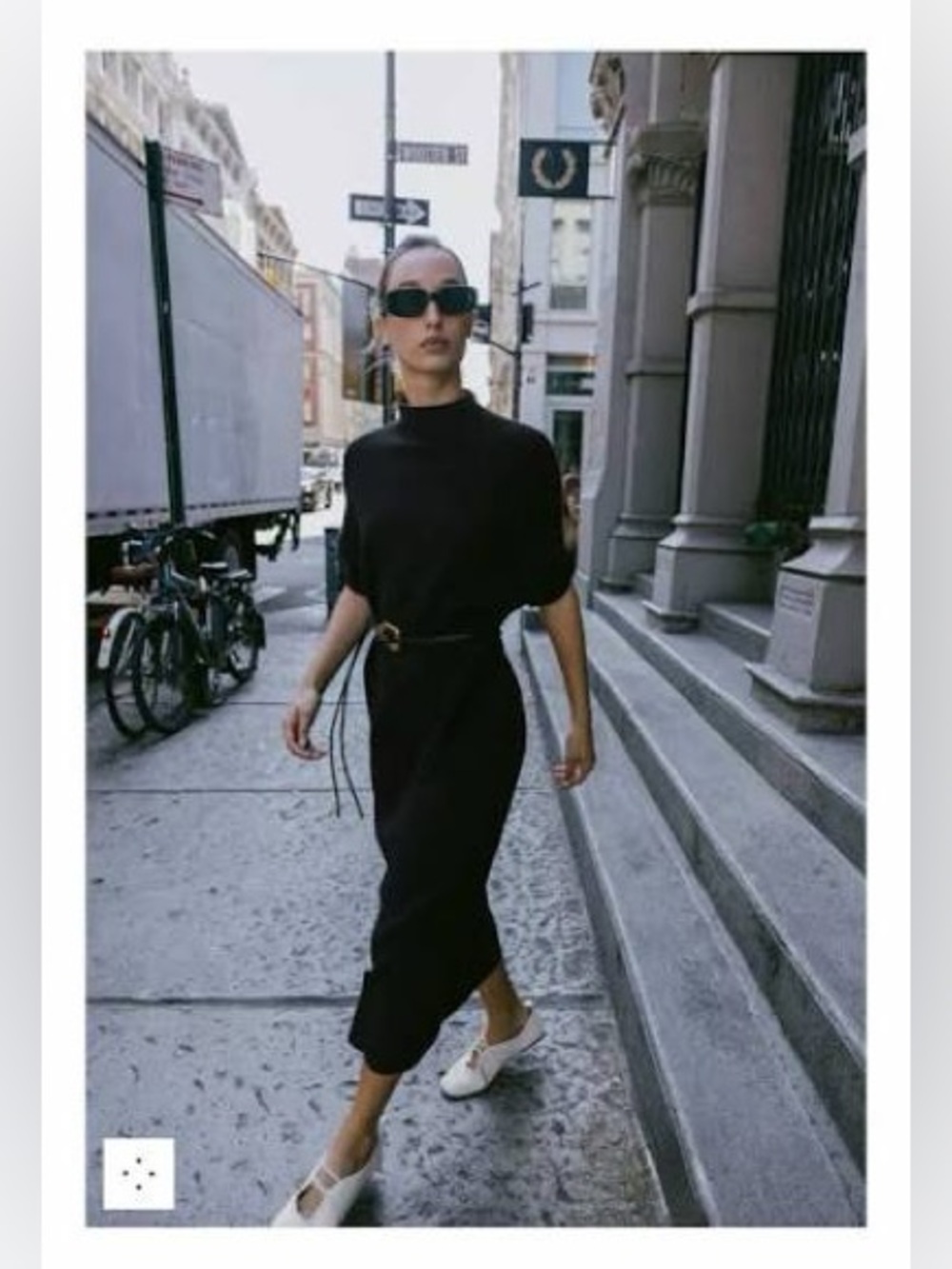 Zara Black Midi Knit Dress with Decorative Rope Belt
